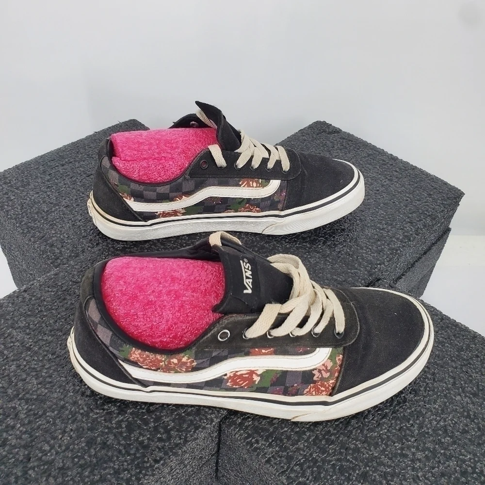 Vans Old Skool 508731 Low Top Black Floral Sneakers Size 4 Missy Youth Shoes